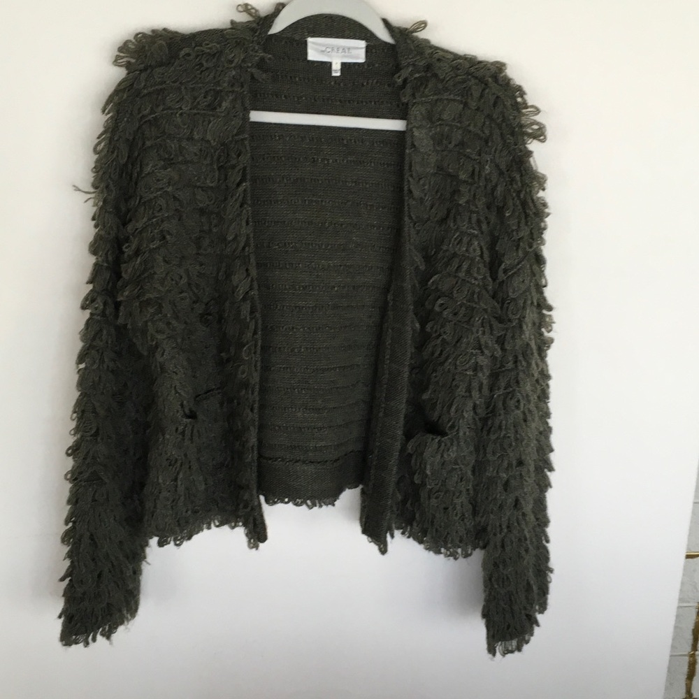 THE GREAT. Textured Dark Green Cardigan - Picture 3 of 7